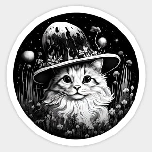 Surrealistic cat in the hat Sticker